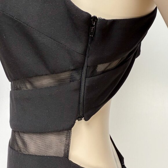 CLARISSE Low-back Prom Dress Mesh Contemporary Fitted Long Black Evening Gown 6 - Picture 10 of 12